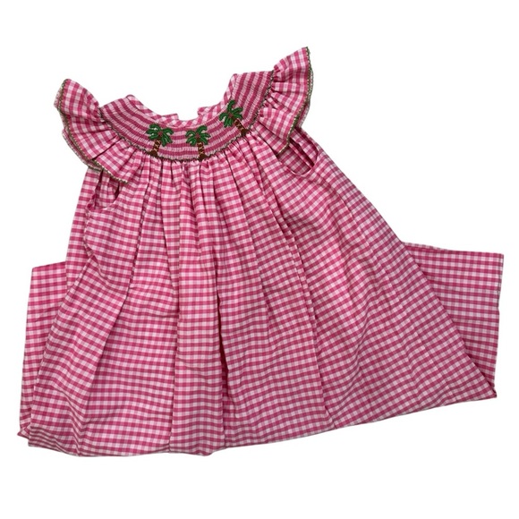 Southern Sunshine Other - Southern Sunshine Palm Tree Smocked Plaid Ruffle Dress